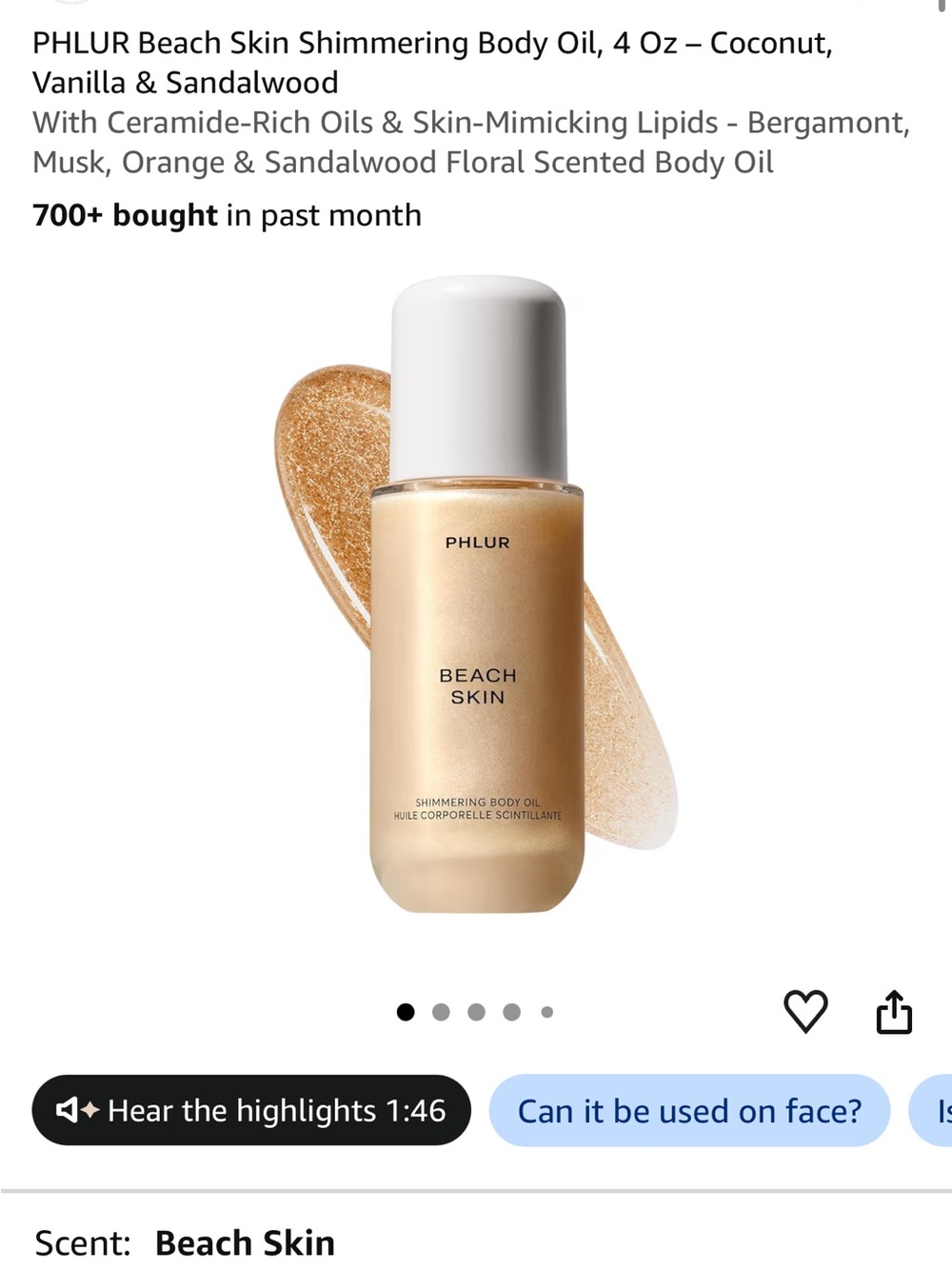 Beach Skin Shimmering Body Oil – Gold